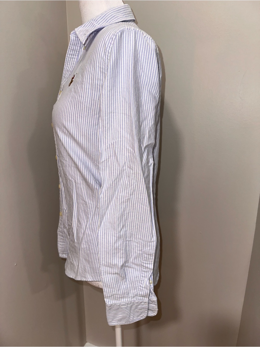 Ralph Lauren Womens Blue White Striped Button Down Shirt Size 2 - Picture 8 of 11